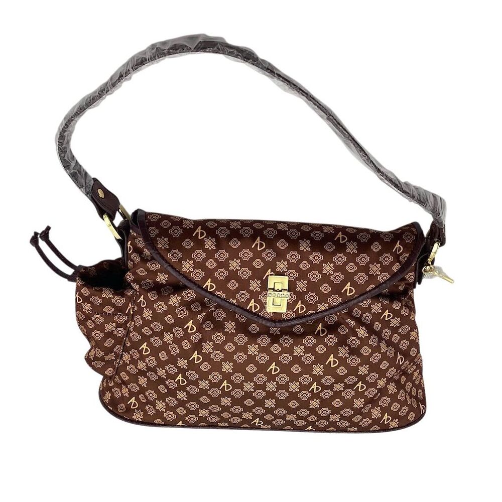Alfred Durante Signature Brown Shoulder Bag‎ w/ Gold Accents & Adjustable Strap